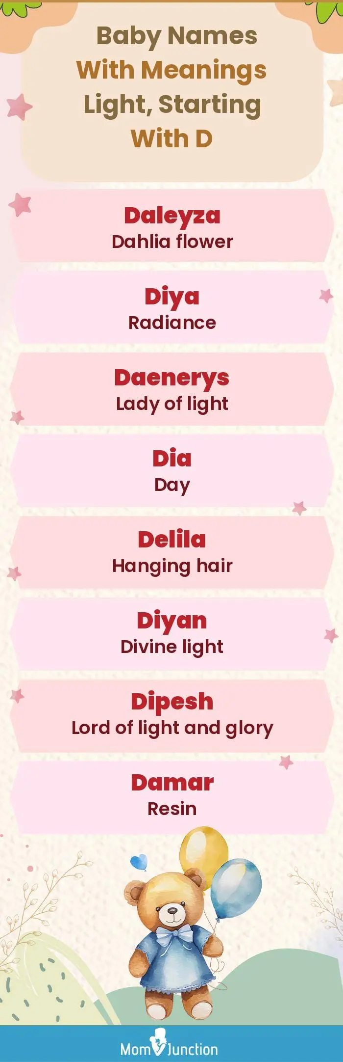  Baby Names with Meanings Light, Starting With D(infographic)