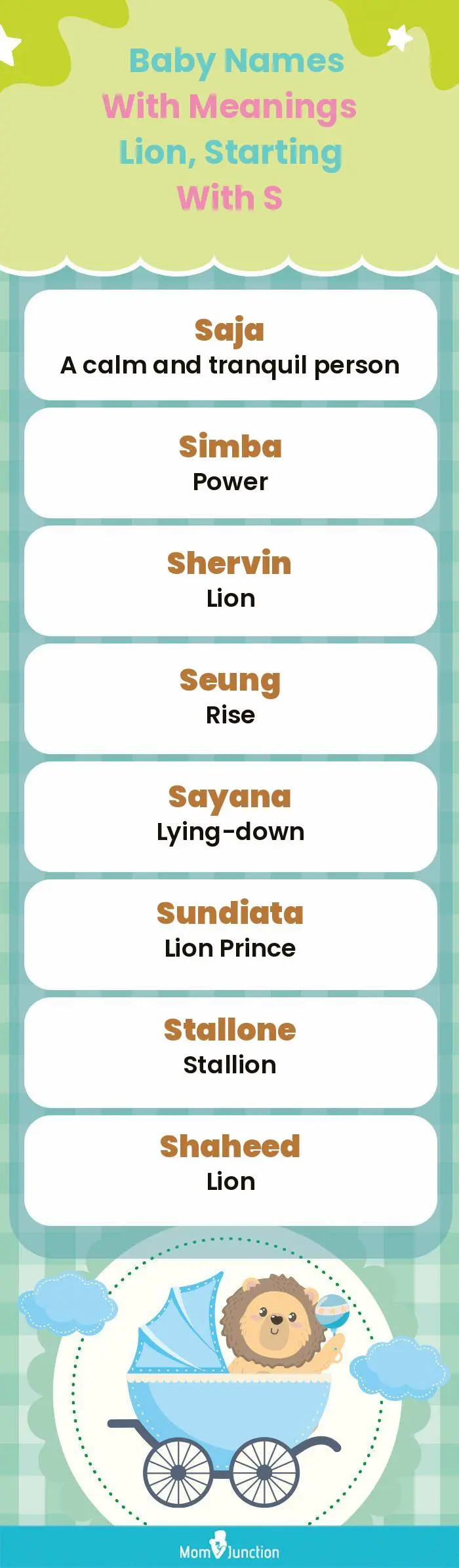  Baby Names with Meanings Lion, Starting With S(infographic)