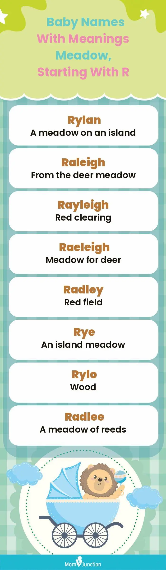  Baby Names with Meanings Meadow, Starting With R(infographic)