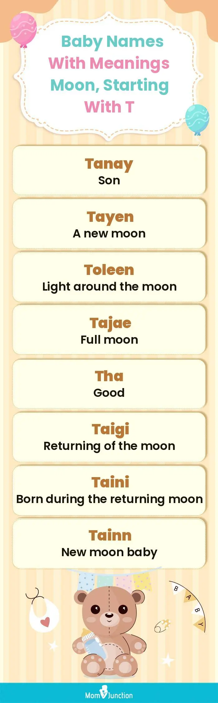  Baby Names with Meanings Moon, Starting With T(infographic)