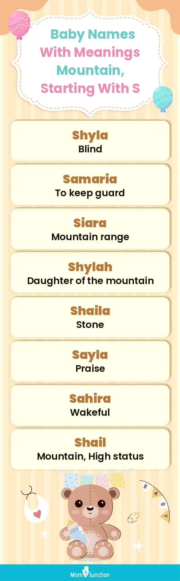  Baby Names with Meanings Mountain, Starting With S(infographic)