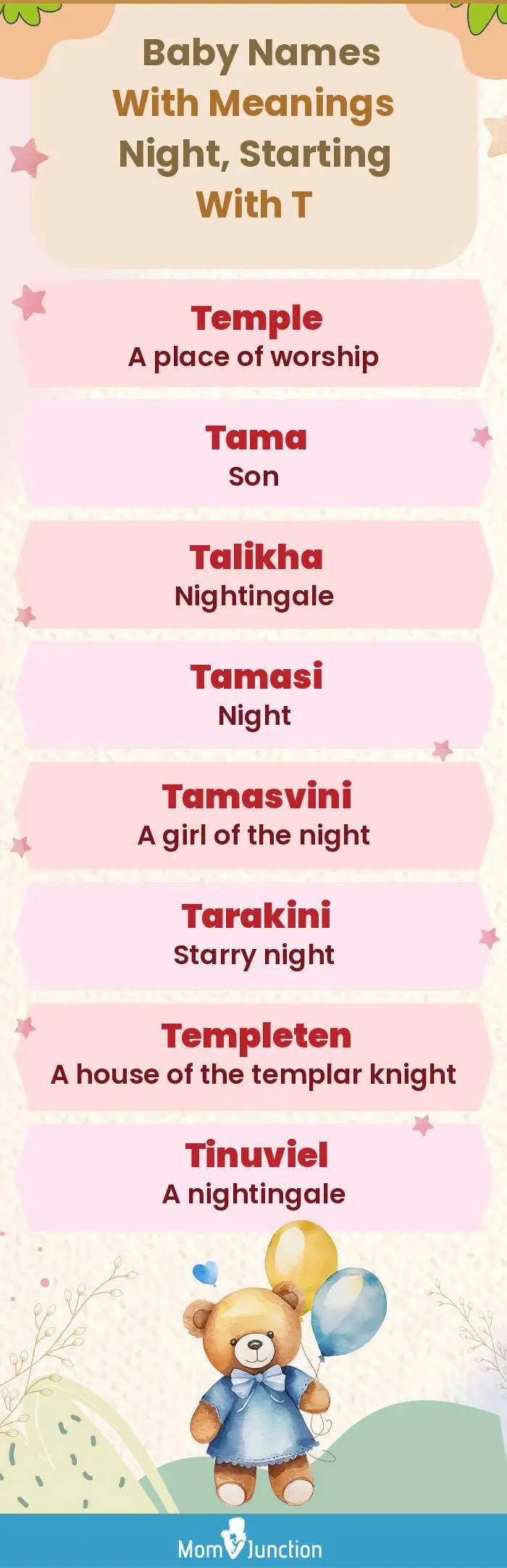  Baby Names with Meanings Night, Starting With T(infographic)