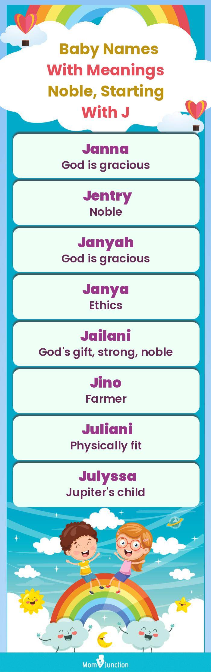  Baby Names with Meanings Noble, Starting With J(infographic)