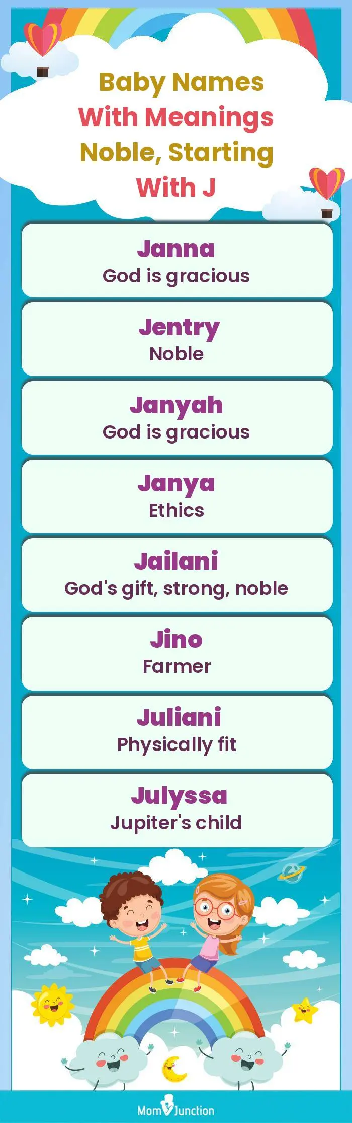  Baby Names with Meanings Noble, Starting With J(infographic)