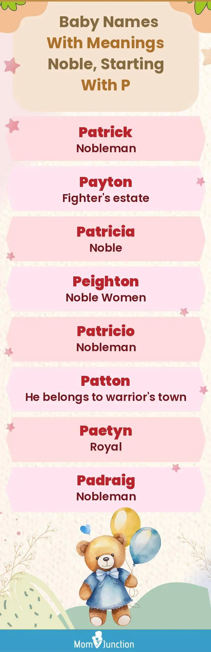  Baby Names with Meanings Noble, Starting With P(infographic)