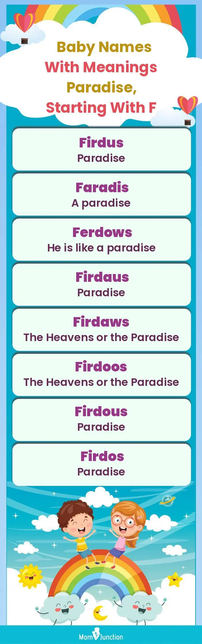  Baby Names with Meanings Paradise, Starting With F(infographic)