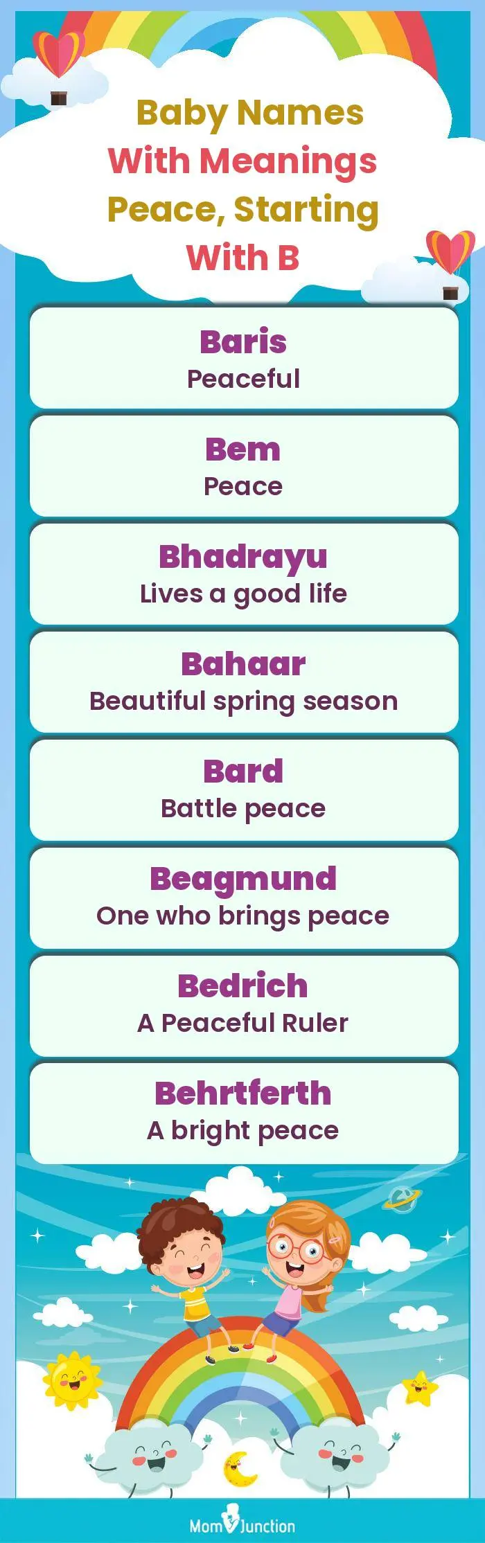  Baby Names with Meanings Peace, Starting With B(infographic)