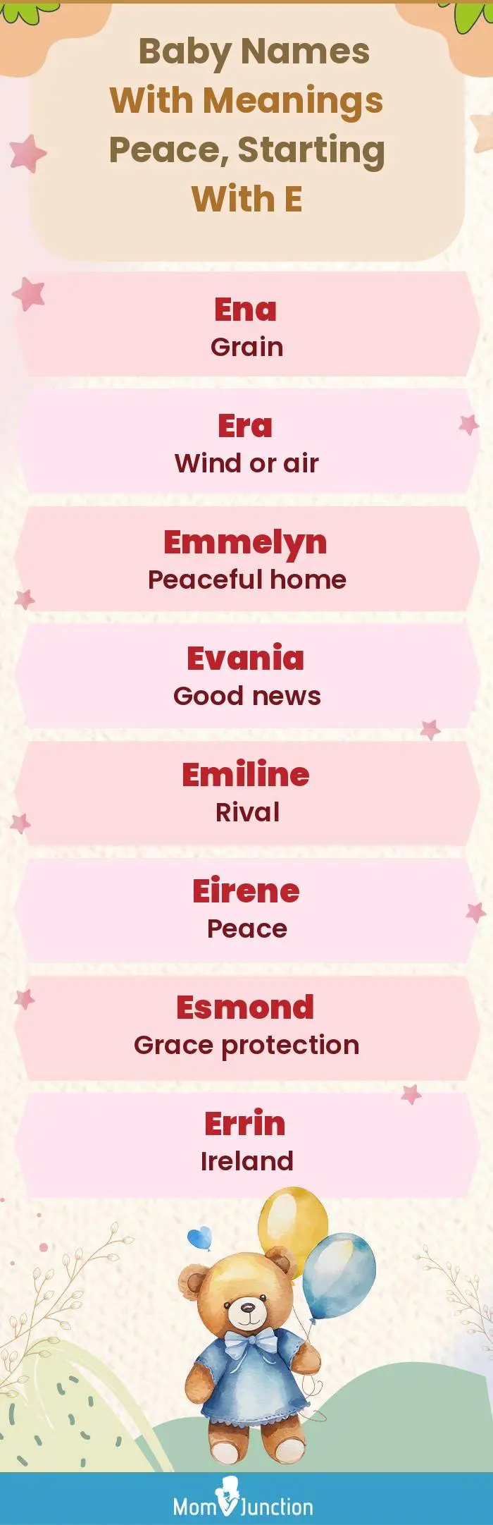  Baby Names with Meanings Peace, Starting With E(infographic)