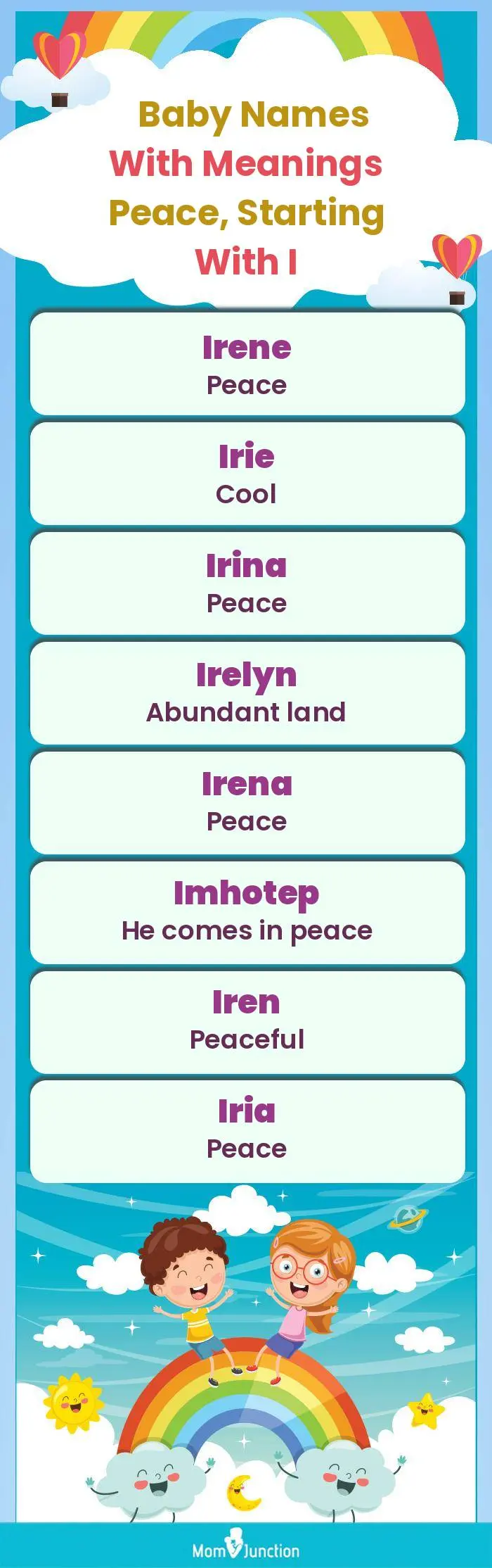  Baby Names with Meanings Peace, Starting With I(infographic)