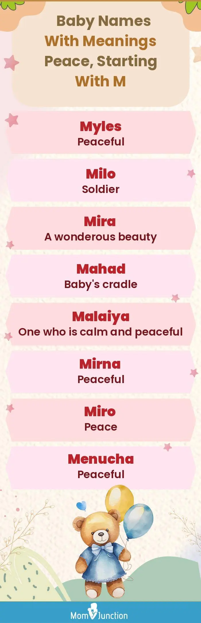  Baby Names with Meanings Peace, Starting With M(infographic)