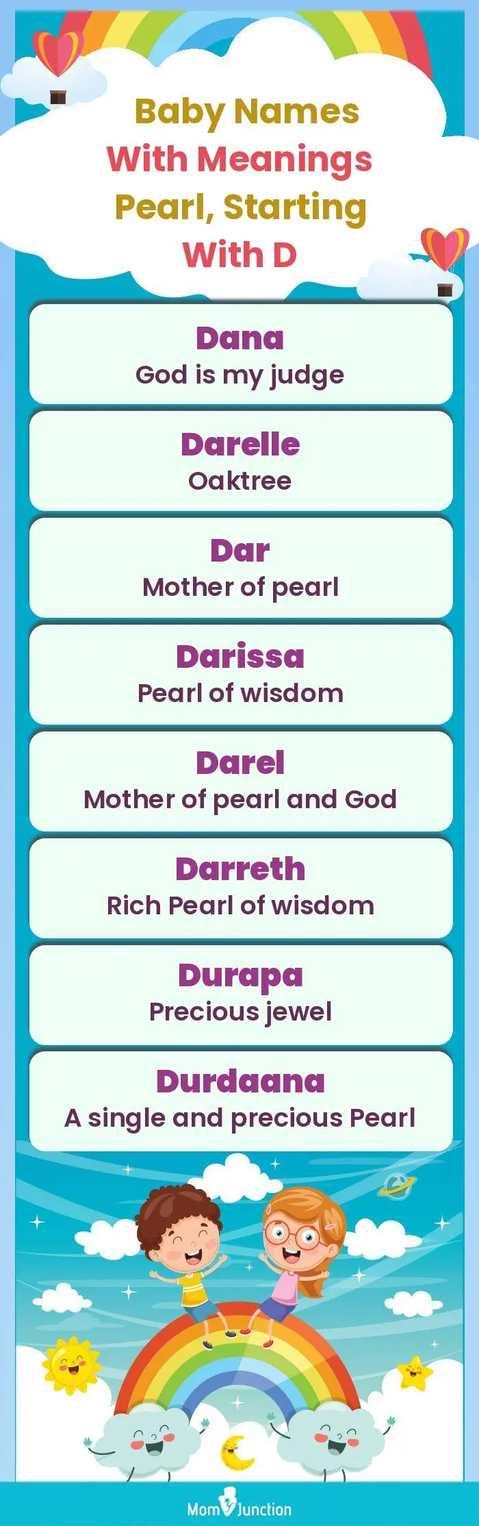  Baby Names with Meanings Pearl, Starting With D(infographic)