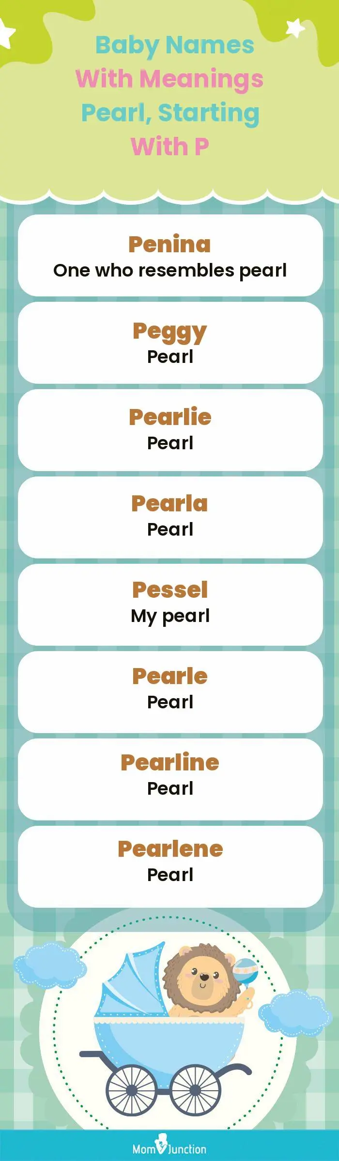  Baby Names with Meanings Pearl, Starting With P(infographic)