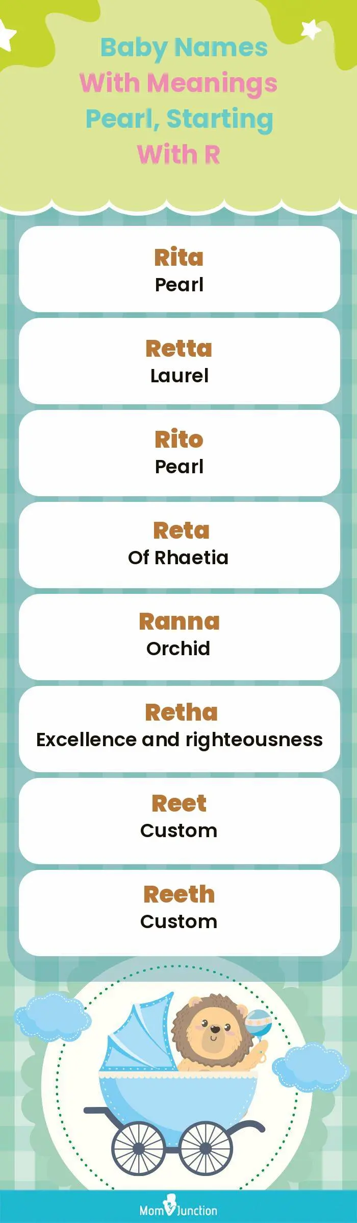  Baby Names with Meanings Pearl, Starting With R(infographic)