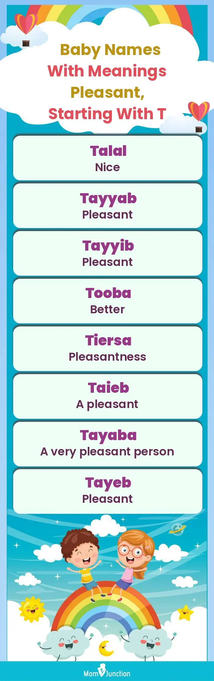  Baby Names with Meanings Pleasant, Starting With T(infographic)