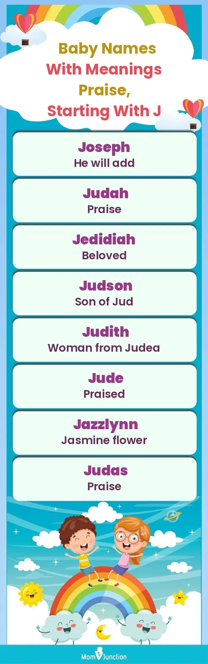  Baby Names with Meanings Praise, Starting With J(infographic)