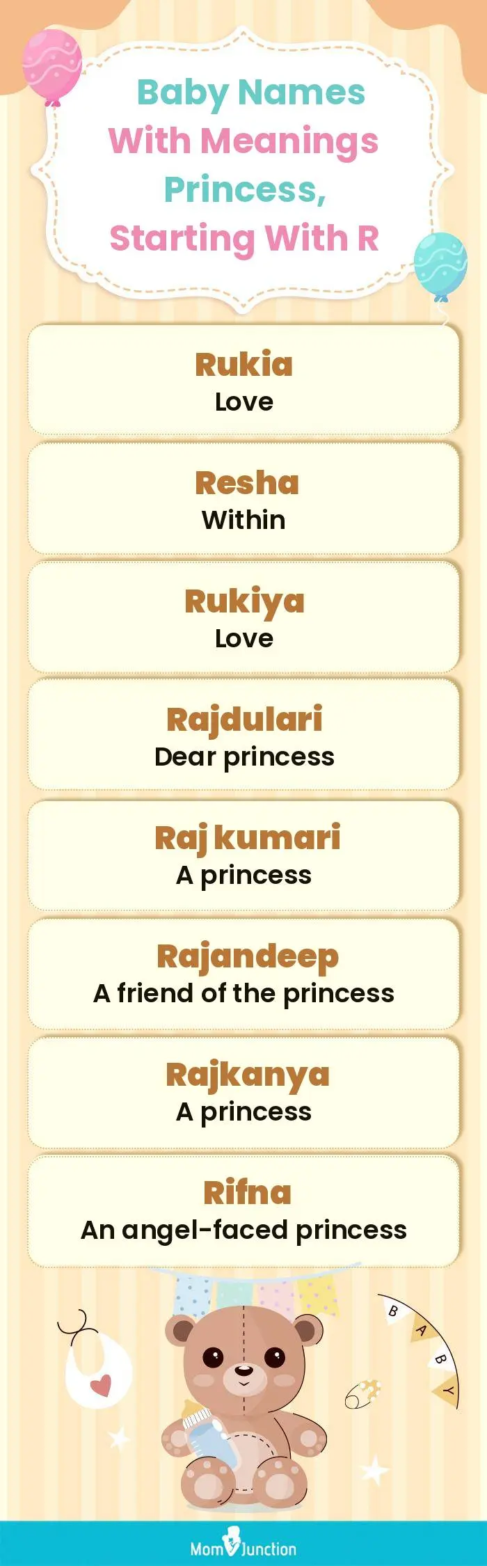  Baby Names with Meanings Princess, Starting With R(infographic)