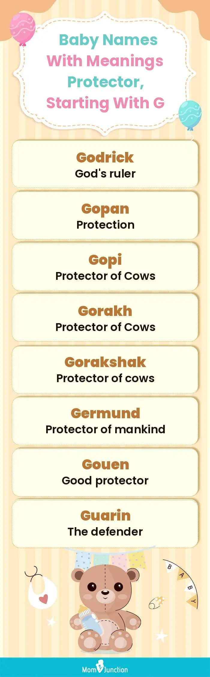  Baby Names with Meanings Protector, Starting With G(infographic)