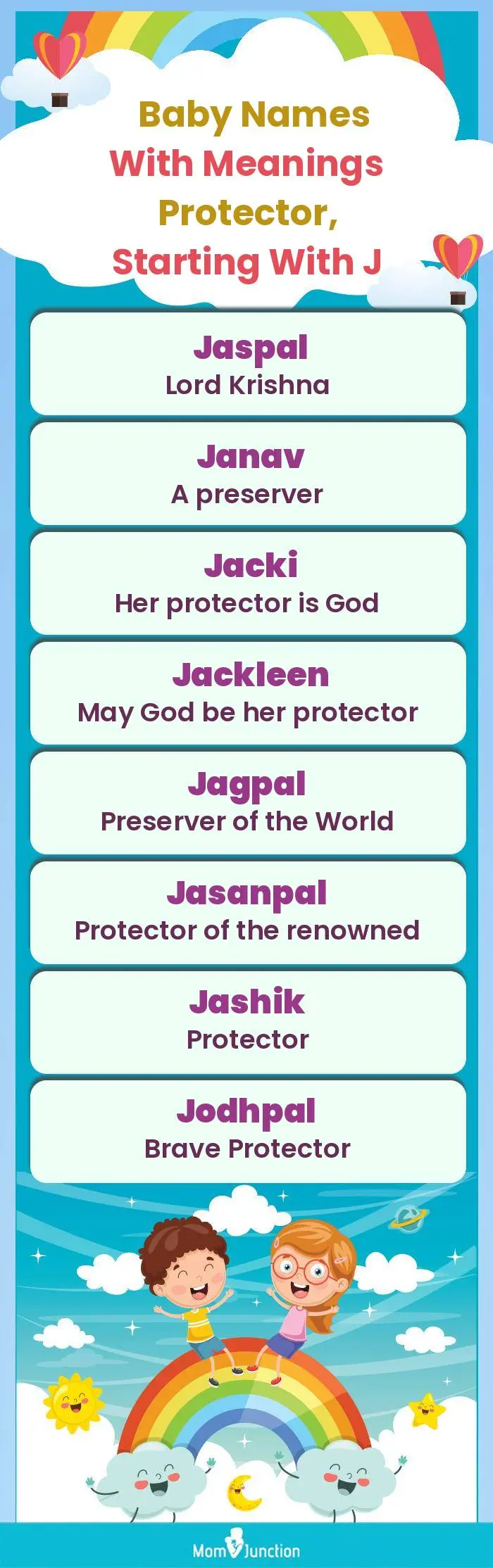  Baby Names with Meanings Protector, Starting With J(infographic)