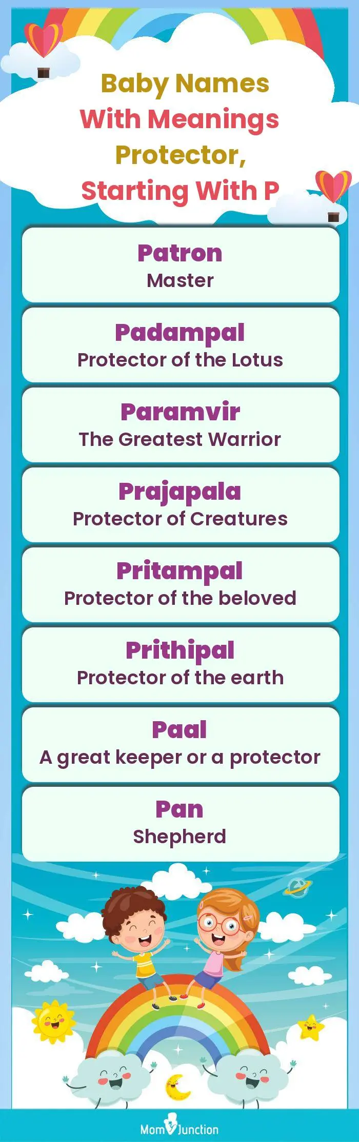  Baby Names with Meanings Protector, Starting With P(infographic)