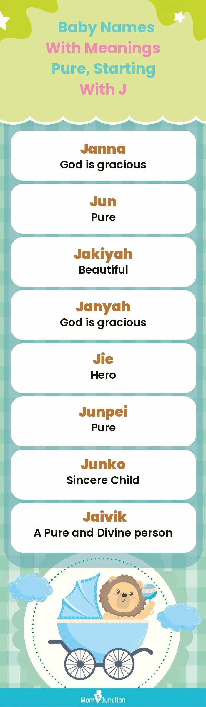  Baby Names with Meanings Pure, Starting With J(infographic)