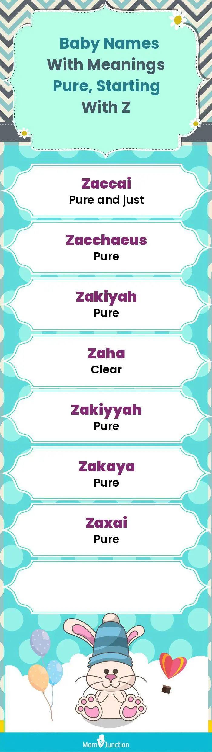  Baby Names with Meanings Pure, Starting With Z(infographic)