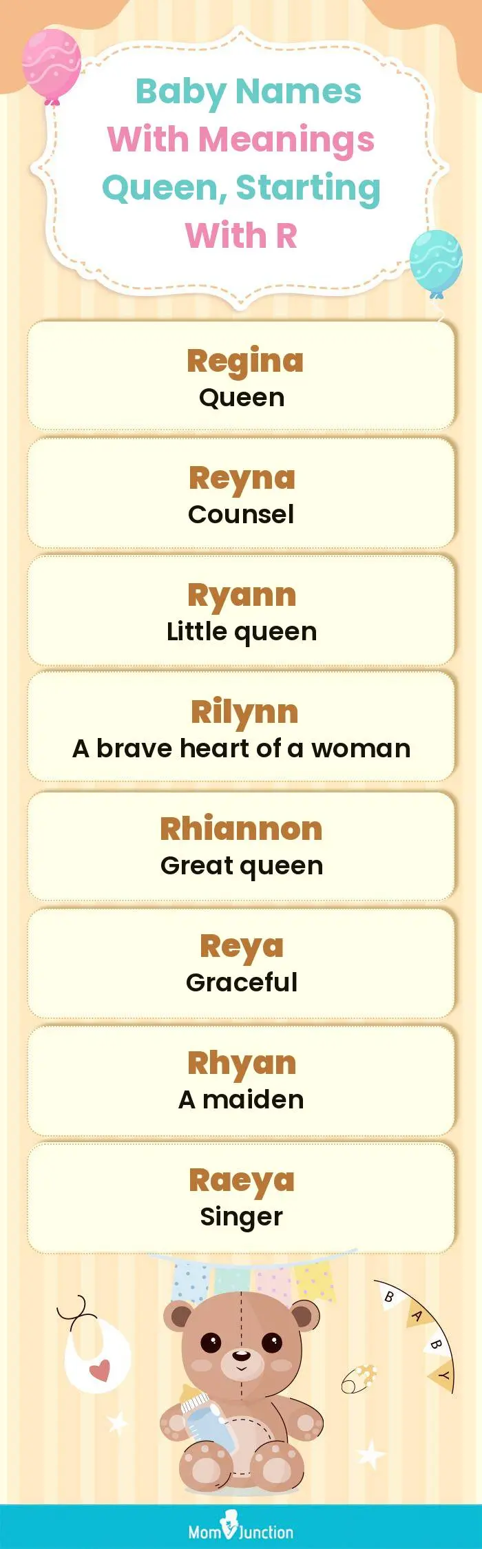  Baby Names with Meanings Queen, Starting With R(infographic)