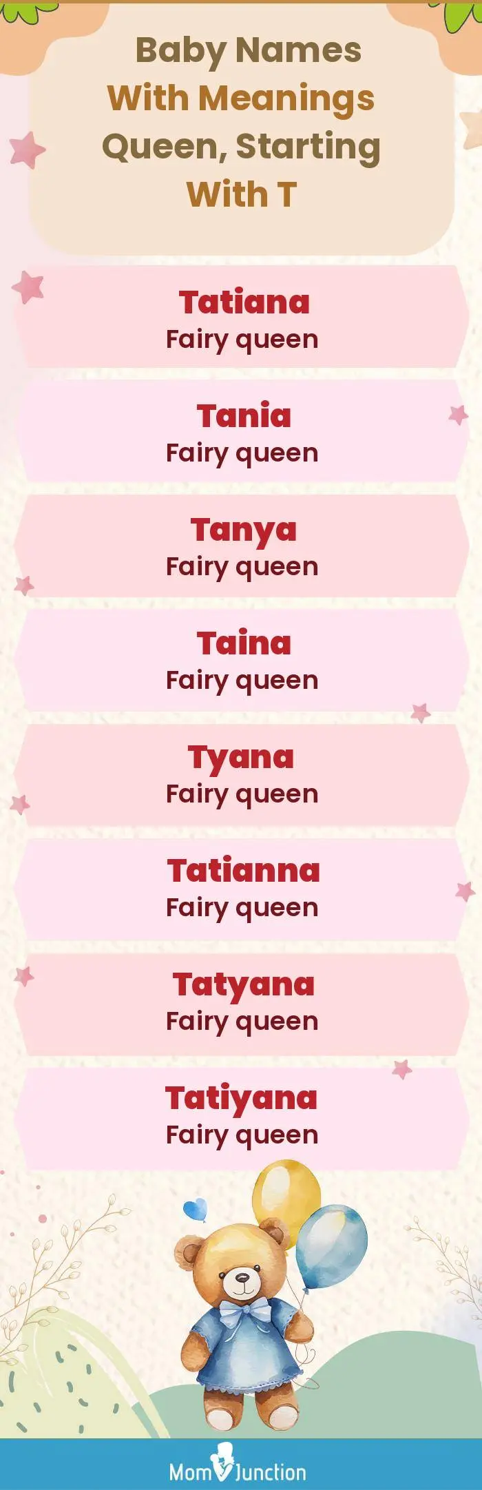  Baby Names with Meanings Queen, Starting With T(infographic)