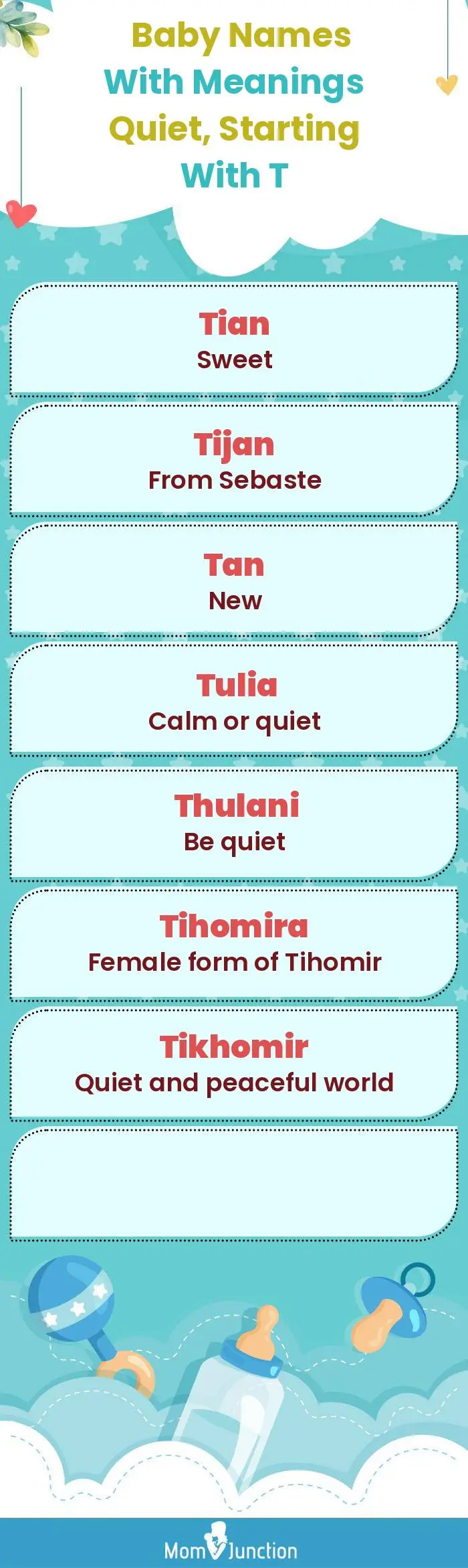  Baby Names with Meanings Quiet, Starting With T(infographic)