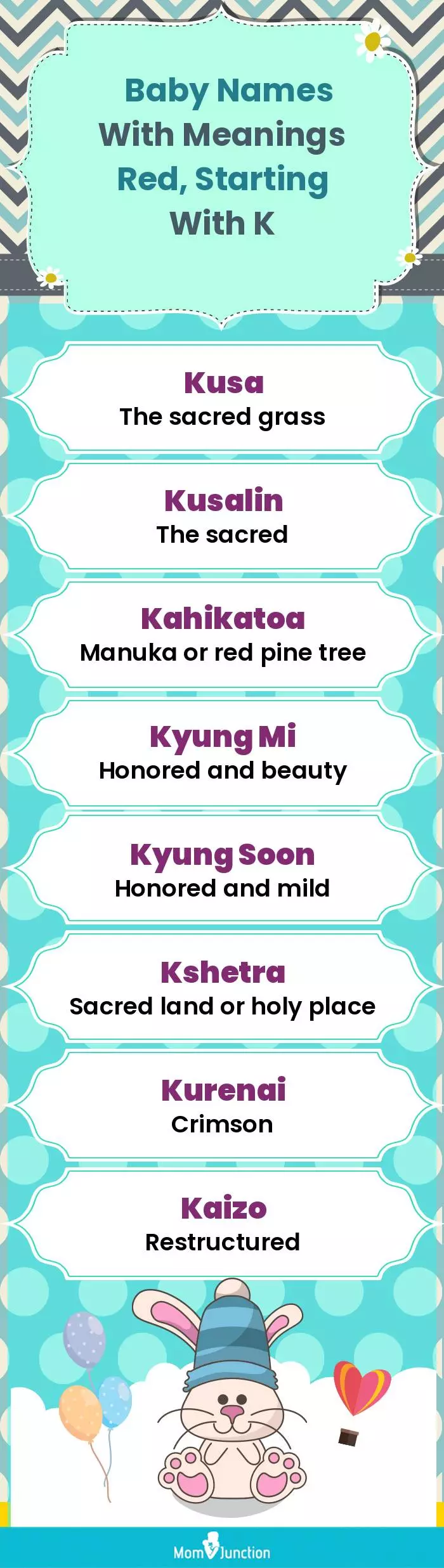  Baby Names with Meanings Red, Starting With K(infographic)