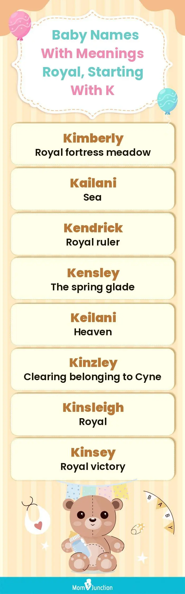  Baby Names with Meanings Royal, Starting With K(infographic)