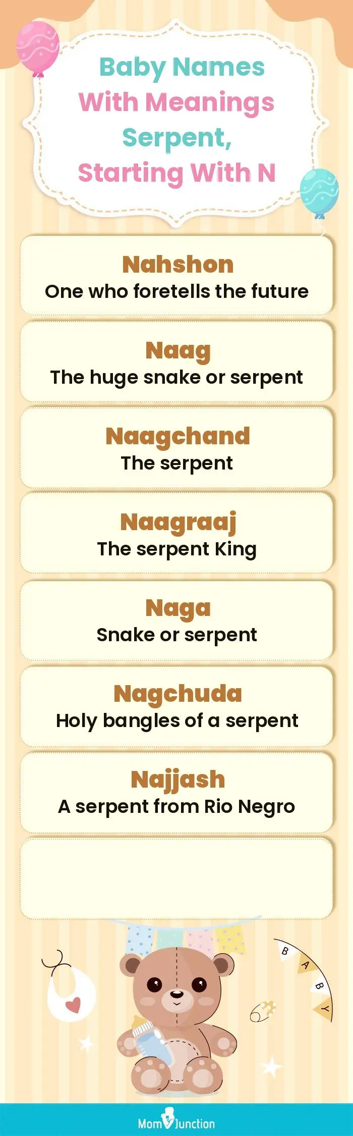  Baby Names with Meanings Serpent, Starting With N(infographic)