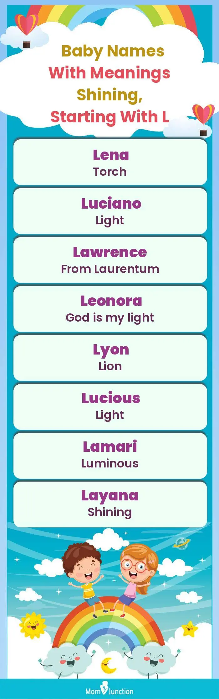  Baby Names with Meanings Shining, Starting With L(infographic)