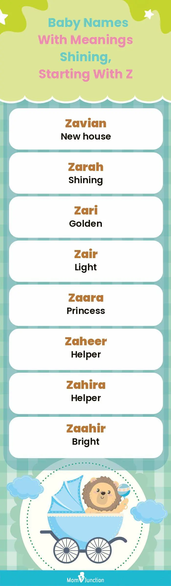  Baby Names with Meanings Shining, Starting With Z(infographic)