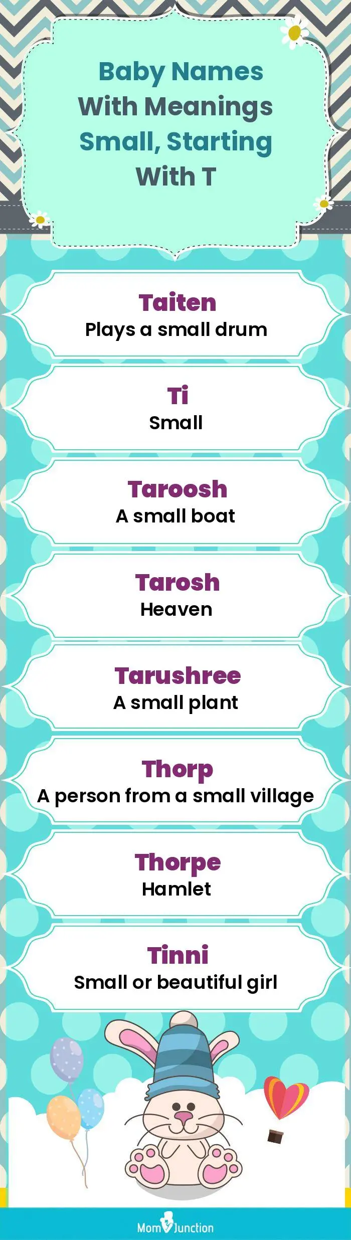  Baby Names with Meanings Small, Starting With T(infographic)