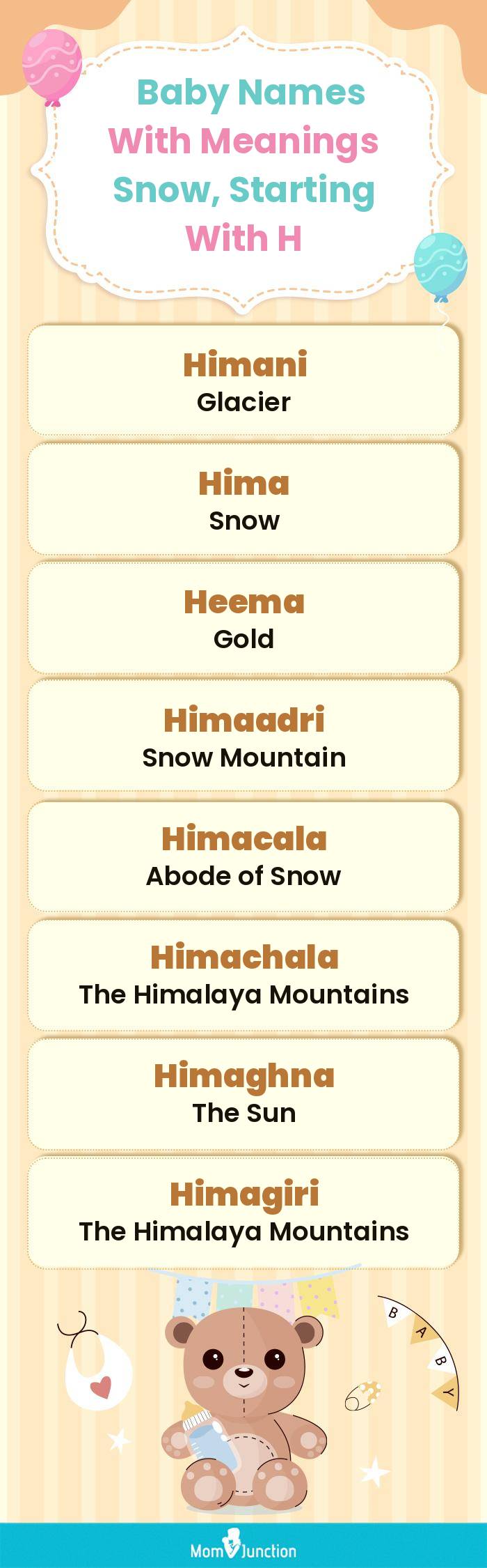  Baby Names with Meanings Snow, Starting With H(infographic)