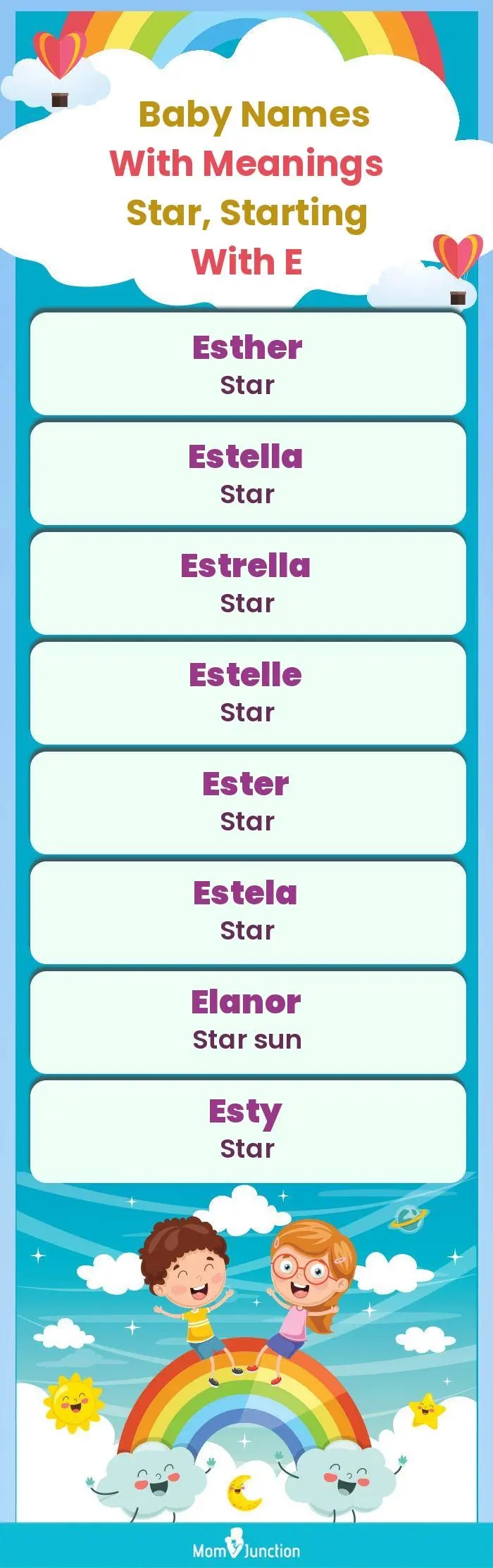  Baby Names with Meanings Star, Starting With E(infographic)