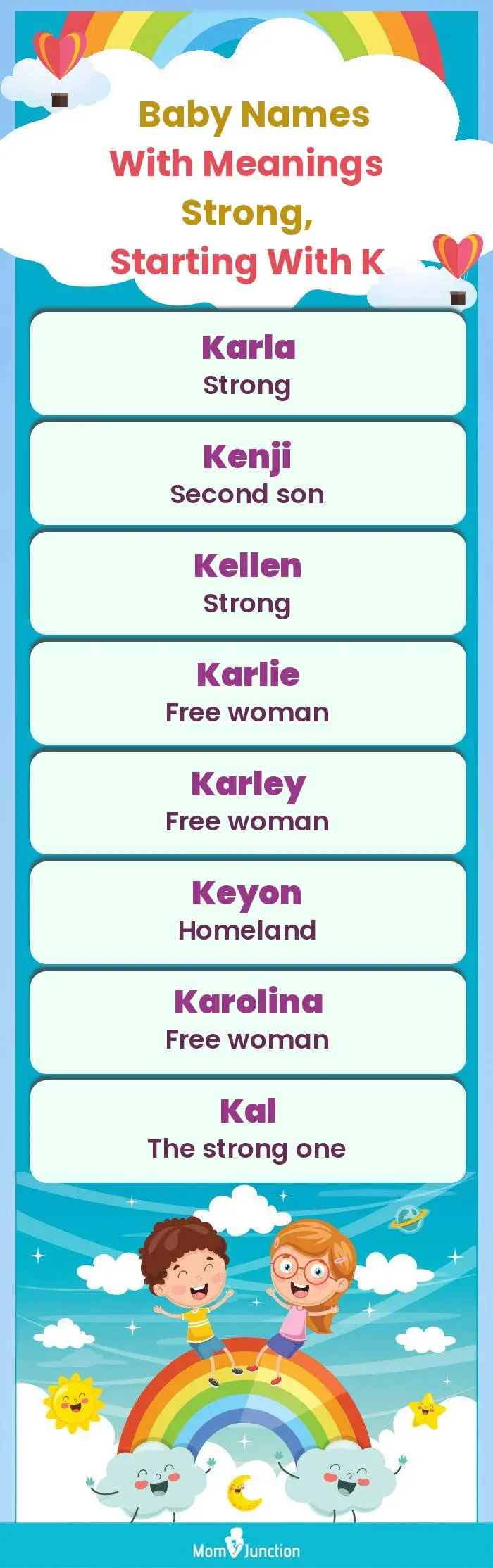  Baby Names with Meanings Strong, Starting With K(infographic)