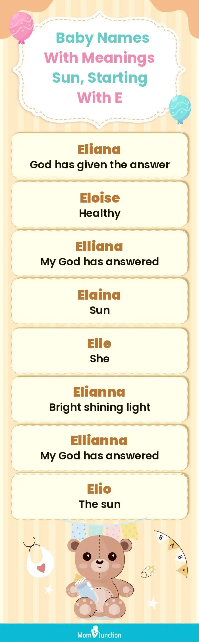  Baby Names with Meanings Sun, Starting With E(infographic)