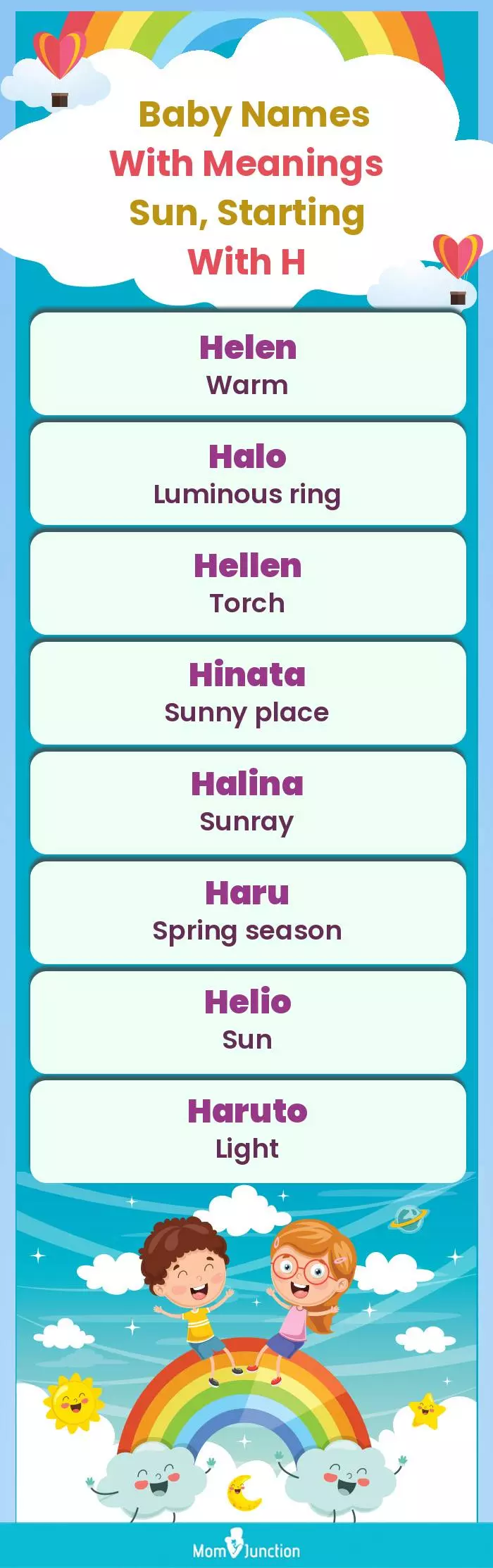  Baby Names with Meanings Sun, Starting With H(infographic)