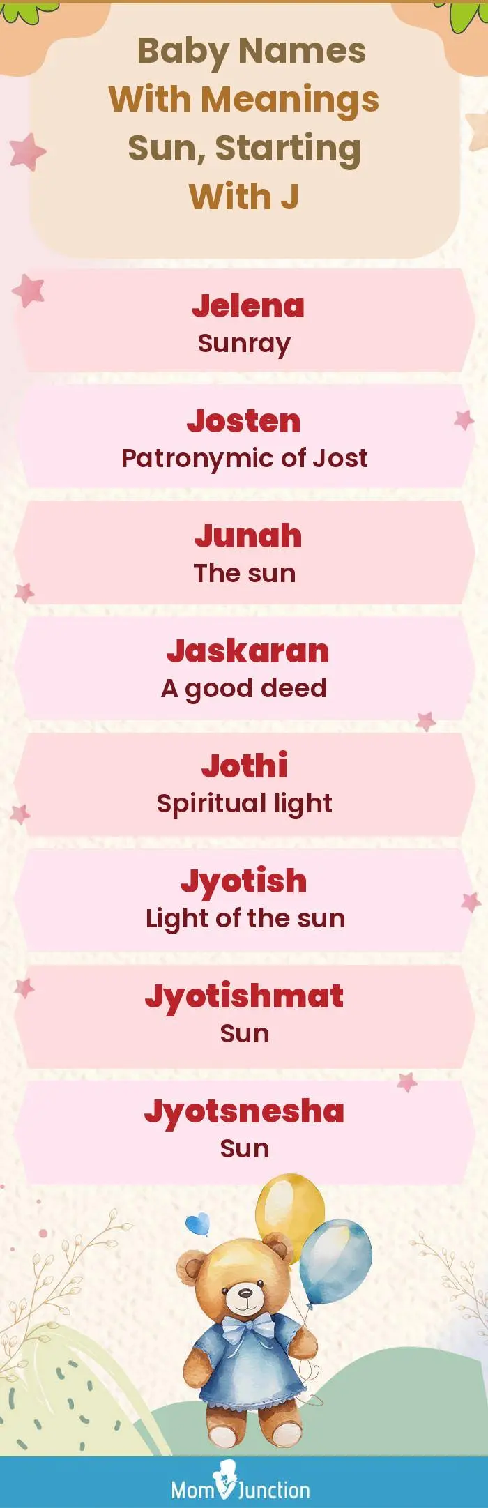  Baby Names with Meanings Sun, Starting With J(infographic)