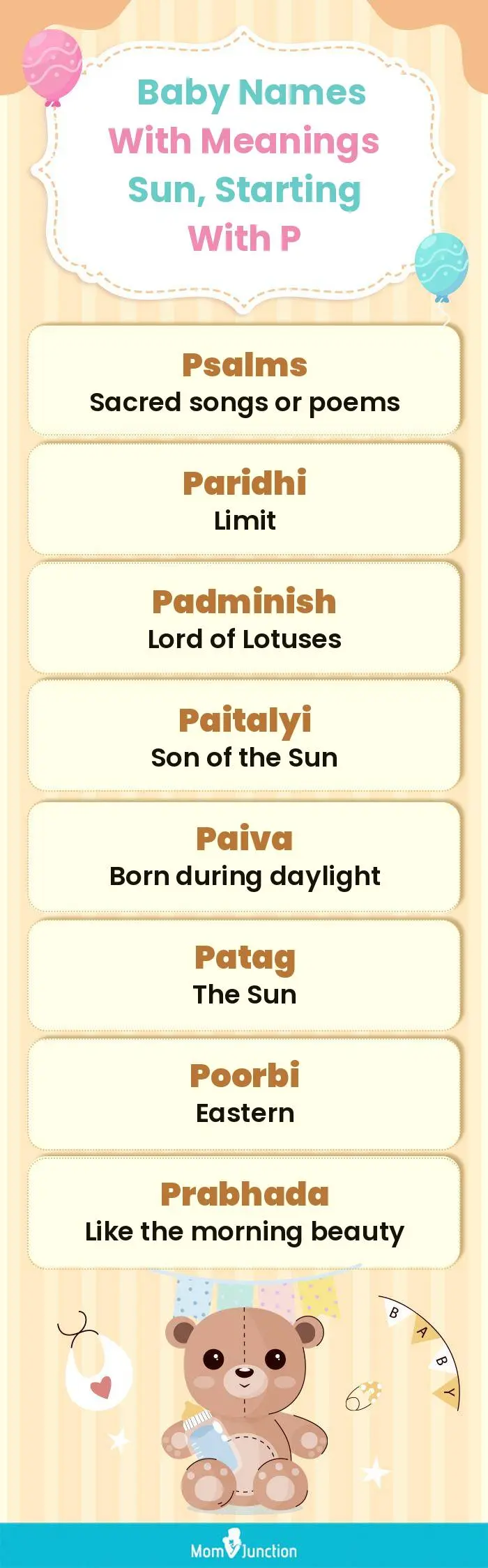  Baby Names with Meanings Sun, Starting With P(infographic)