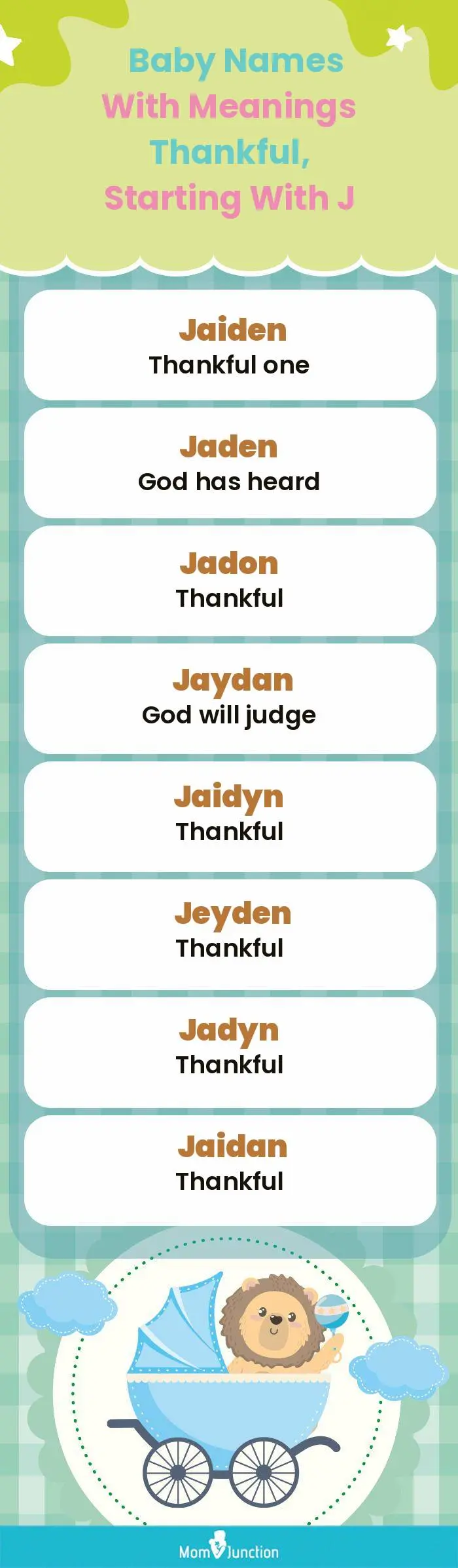  Baby Names with Meanings Thankful, Starting With J(infographic)