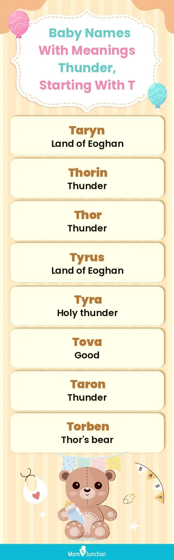  Baby Names with Meanings Thunder, Starting With T(infographic)