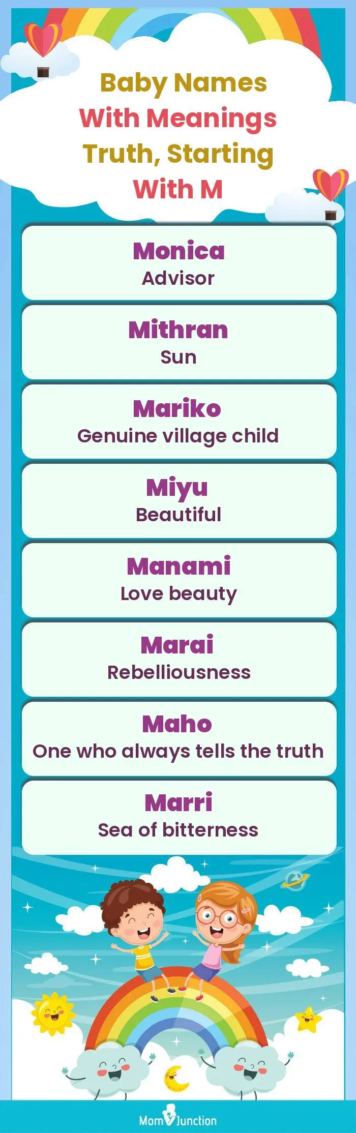  Baby Names with Meanings Truth, Starting With M(infographic)