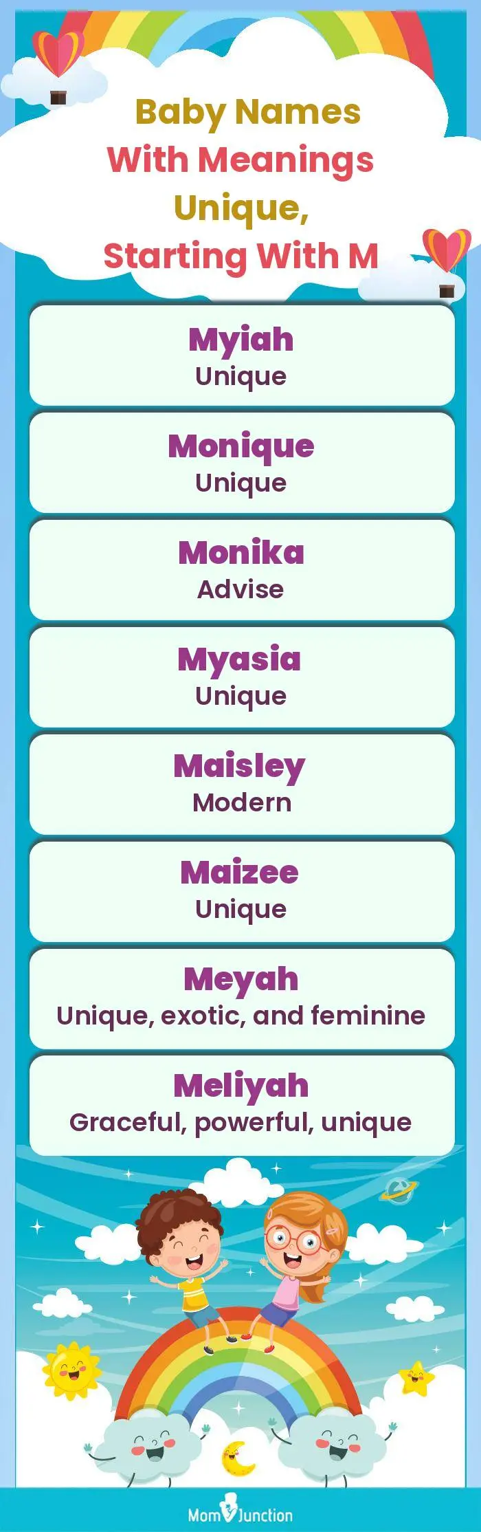  Baby Names with Meanings Unique, Starting With M(infographic)