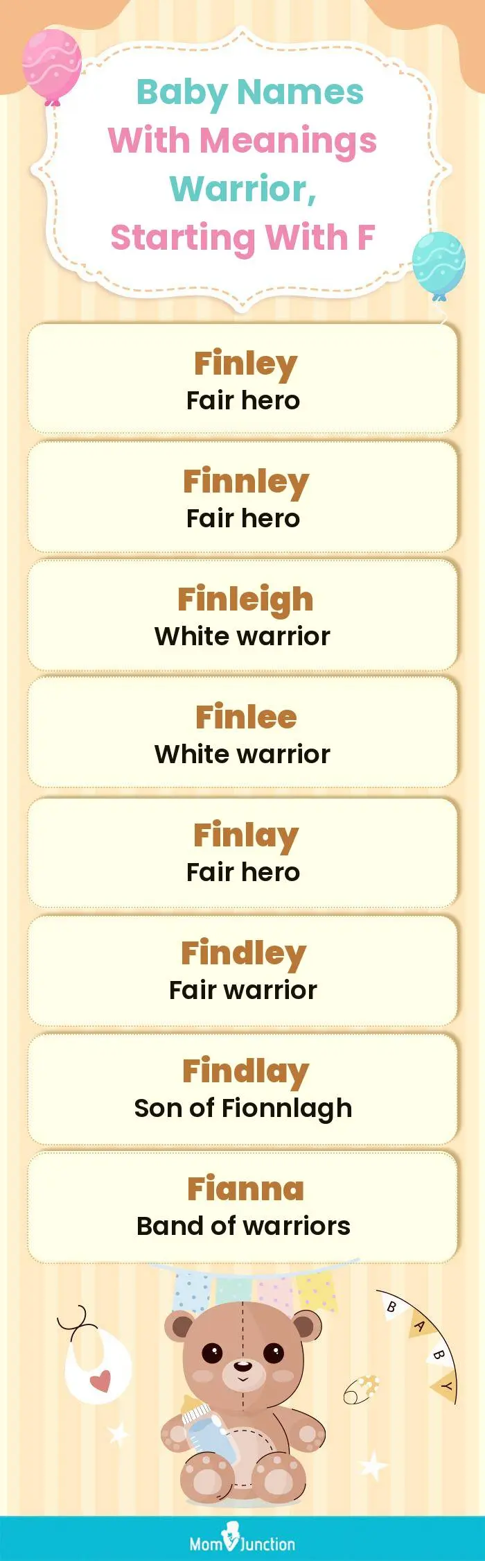  Baby Names with Meanings Warrior, Starting With F(infographic)