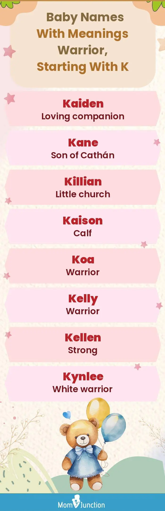  Baby Names with Meanings Warrior, Starting With K(infographic)