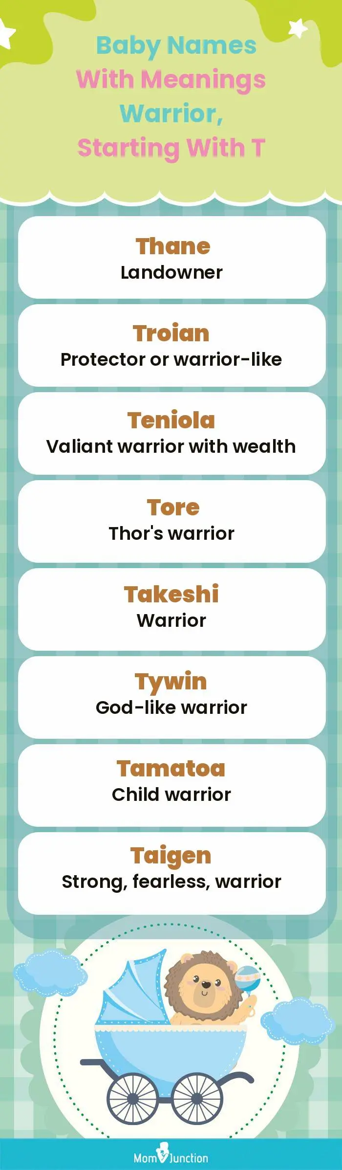  Baby Names with Meanings Warrior, Starting With T(infographic)