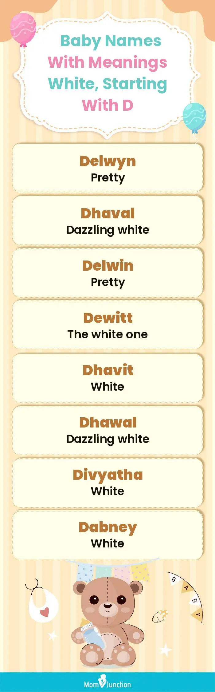  Baby Names with Meanings White, Starting With D(infographic)