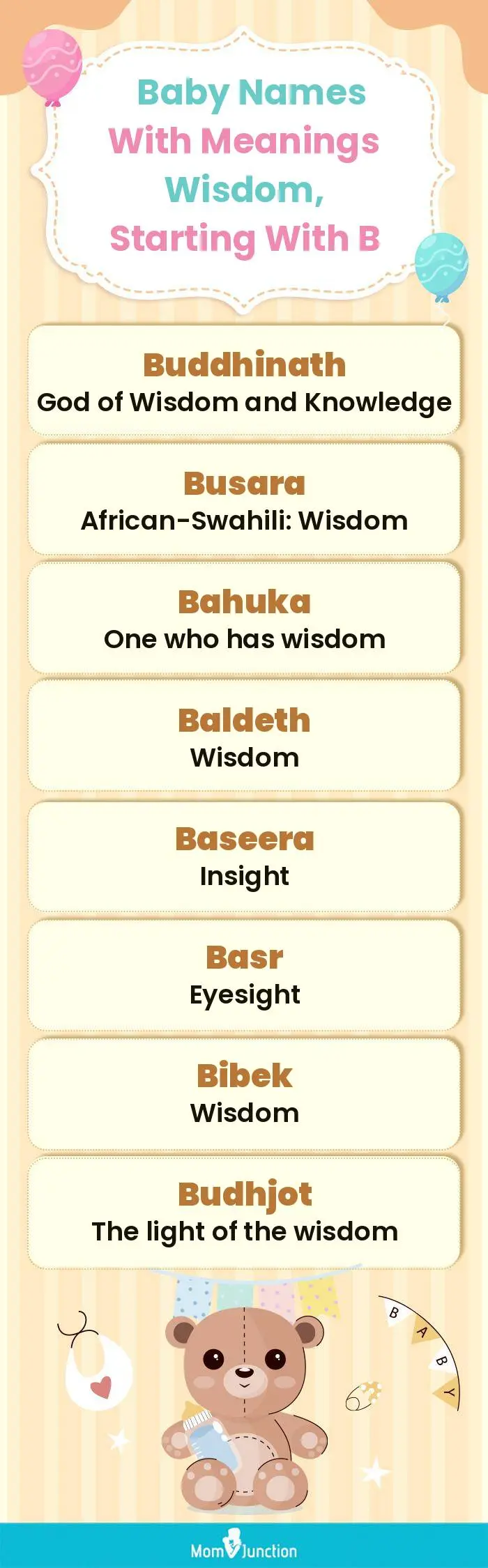  Baby Names with Meanings Wisdom, Starting With B(infographic)